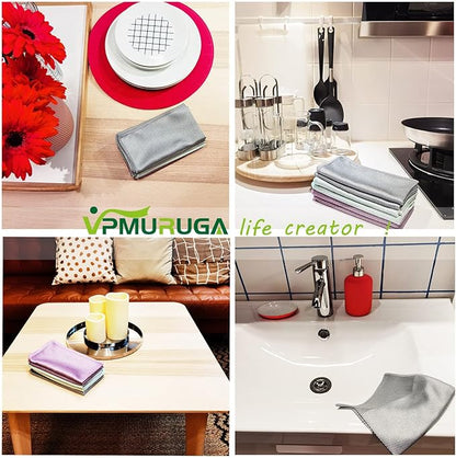 Streak Free Lint Free Microfiber Window Cleaning Cloth,Best Glass Car Shiny Wipes Mirror Shower Cleaning Cloth, Miracle Cloths for Glasses,Stainless Steel,Wine Glass Polishing Towels,Pack of 6,Grey