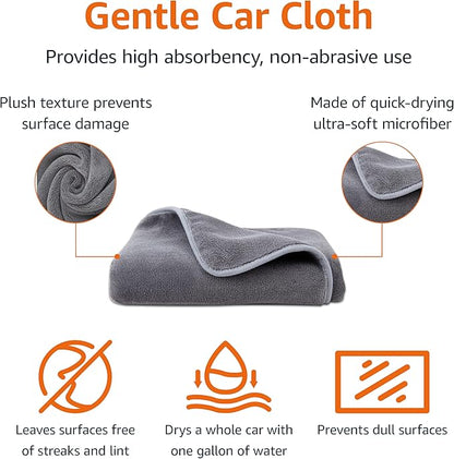 Amazon Basics Microfiber Car Drying Towel, 36"L x 25"W, Gray