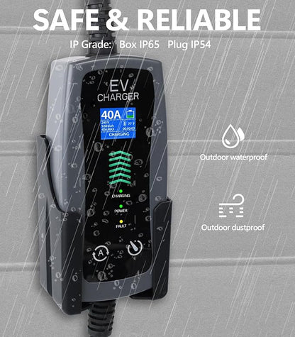 Level 2 Portable EV Charger, 16-40 Amp, 240V, 25ft Cable, Faster Charging Station, Compatible with All EV Cars, NEMA 14-50P