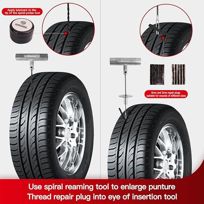 SUNSOUL Portable Tire Repair Kit with Plugs, Heavy Duty Tire Plug Kit, 40PCS Flat Tire Emergency Repair Tool for Car, Motorcycle, Truck, ATV, UTV, RV, Tractor