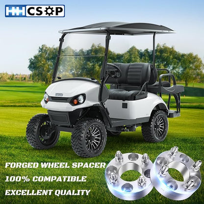 HHCSOP 4x4 Golf Cart Wheel Spacers 1.5 inch ATV Wheel Adapters for EZ GO EZGO Club Car, 4PCS 4x101.6mm Wheel Spacer Hub Bore 62mm with 1/2" Studs - Silver