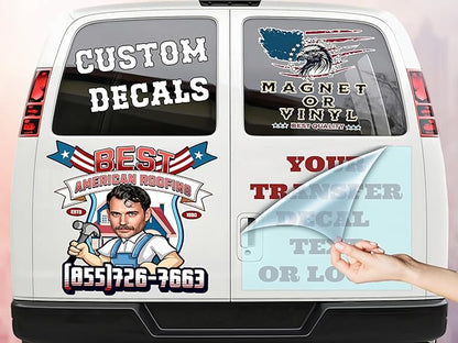 Choose Your Custom Sticker or Magnet ║ (50 Colors + Unlimited Fonts + 55 Sizes) ║ Make Your Own Text or Graphic on Decals or Magnets ║ Waterproof on Car Boat Mugs Window Mailbox ║ Made in The USA