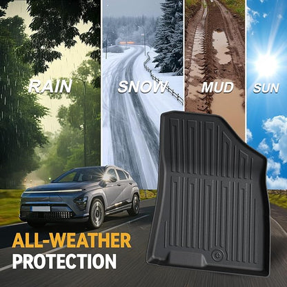 Floor Mats Set for 2024 2025 Hyundai Kona Gas, Full Coverage All Weather Floor Mats Cargo Mat with Backrest Protectors & Door Sill Guards for Hyundai Kona Accessories (Not fit EV/Electric)