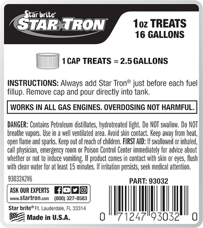 STAR BRITE Star Tron Enzyme Fuel Treatment - Concentrated Formula 32 Fl. Oz. – Treats up to 512 Gallons - Fuel Stabilizer & Treatment, Gasoline Stabilizer, Star Tron Marine Enzyme Fuel Treatment