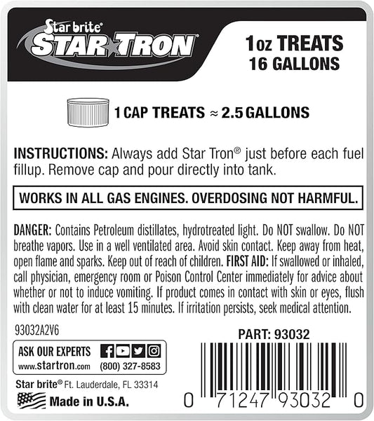 STAR BRITE Star Tron Enzyme Fuel Treatment - Concentrated Formula 32 Fl. Oz. – Treats up to 512 Gallons - Fuel Stabilizer & Treatment, Gasoline Stabilizer, Star Tron Marine Enzyme Fuel Treatment