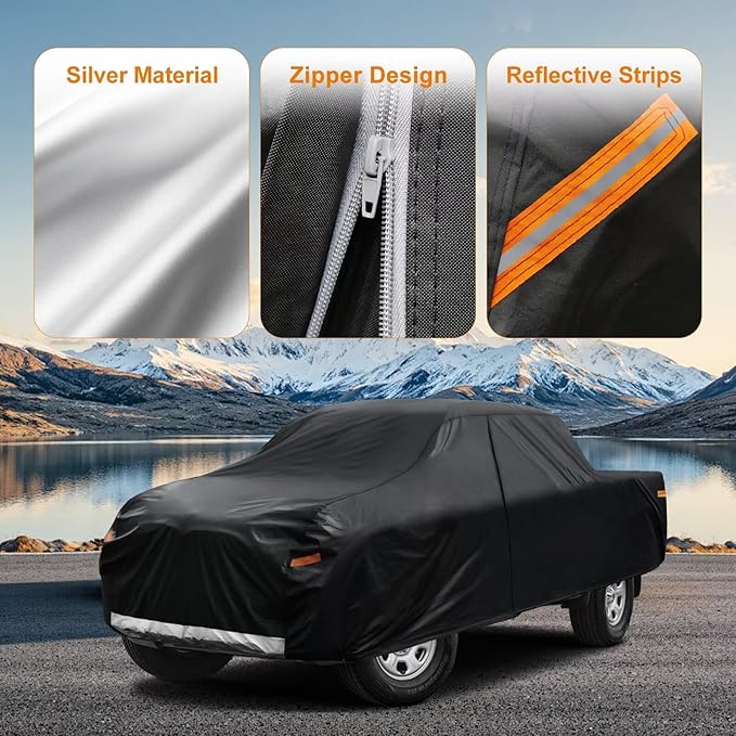 Kayme Truck Cover Custom Fit Toyota Tundra(2006-2021) Regular Cab Short Bed. Full Exterior Heavy Duty Outdoor Pickup Truck Car Cover Waterproof All Weather.Car Tarp for Wind Sun Dust Protection.Black