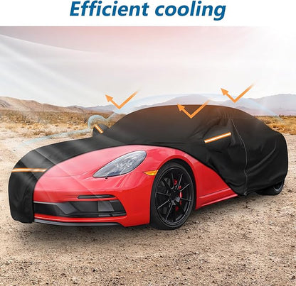 Car Cover for Porsche Cayman, for Porsche 718 (986/987/981), Spyder 1997-2025, Waterproof 210D Oxford Cloth and Cotton Outdoor Car Covers with Zipper Windproof Heavy Duty All Weather