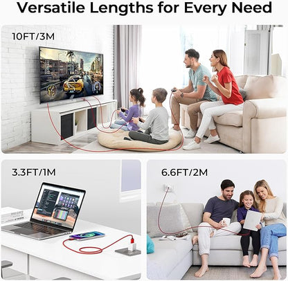 Basesailor USB Type C Charger Cable 3-Pack 3.3/6.6/10FT,Charging Cord for Samsung Galaxy Tab A 10.1 A7 S8 S7 S6 S5E,Z Flip Fold,Note 20,S9 S10 S10E S23 S20 S21 S22 FE Lite Plus Ultra,Google Pixel