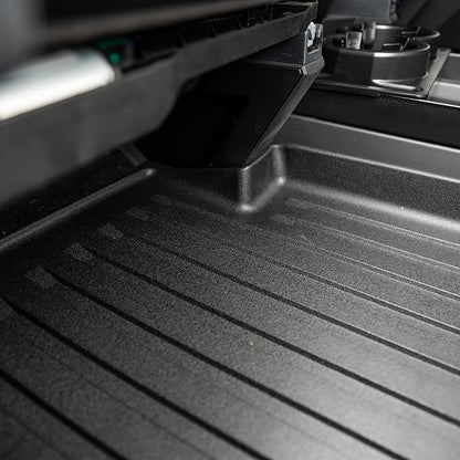 OEDRO Floor Mats Fit for Tesla Cybertruck 2024 2025, TPE All Weather Floor Liners Custom Fit for 2024 Cybertruck Accessories, 1st & 2nd Row Car Mats, Black