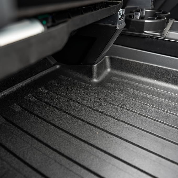 OEDRO Floor Mats & Truck Bed Mat Fit for Tesla Cybertruck 2024 2025, TPE All Weather Floor Liners Custom Fit for 2024 Cybertruck Accessories, 1st & 2nd Row Car Mats and Truck Bed Liner, Black
