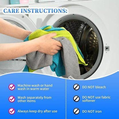 FIXSMITH Microfiber Cleaning Cloth - Pack of 48, Multi-Functional Cleaning Towels, Size: 12 x 16 in, Highly Absorbent Cleaning Rags, Lint-Free, Streak-Free Cleaning Cloths for Car Kitchen Home Office