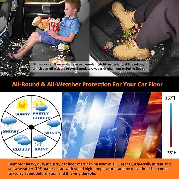 Binmotor-All Weather Floor Mats Cargo Liner for Mazda CX-5 2023 2024 2025, Car Floor Mat CX5, Trunk Cargo Mat for Mazda CX5 Accessories Car Mats