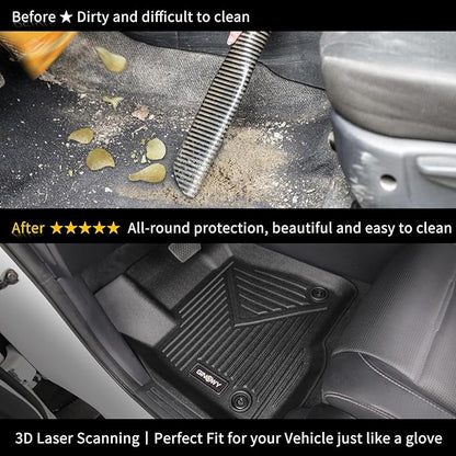 GINOWY-Floor Mats for Honda Ridgeline 2017-2023 2024 2025, TPE All Weather Protection Car Mats Custom Fit Ridgeline 2024 Floor Liners Anti-Slip Waterproof Automotive Accessories Black