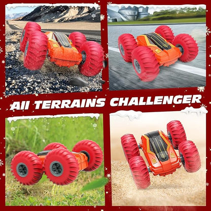 Tecnock Large Remote Control Car for Kids, 1:14 Bigger Size RC Stunt Car with Inflatable Tires, 2.4GHz RC Cars with 40-Min Playtime, Double Sided 360° Rotates and Flips, Toys Gift for Boys and Girls