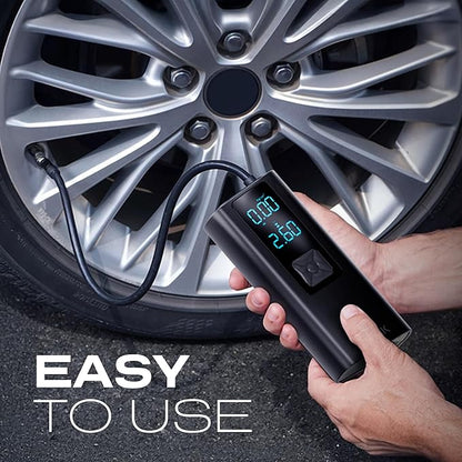 STATIK TireHero Car Tire Inflator Portable Air Compressor - 150 PSI, Electric Air Pump for balls, Bike Pump, Inflatables, Paddleboard, Air Mattress, Car Emergency Safety Kit w/Flashlight