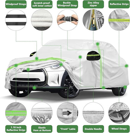 Car Cover for 2002-2025 Mini Cooper/Cooper S/Hardtop/Convertible 2-Door,Full Exterior Car Covers for Automobiles All Weather Waterproof Heavy Duty,Zipper/Cotton Rain UV Proof Custom fit【210T Taffeta】