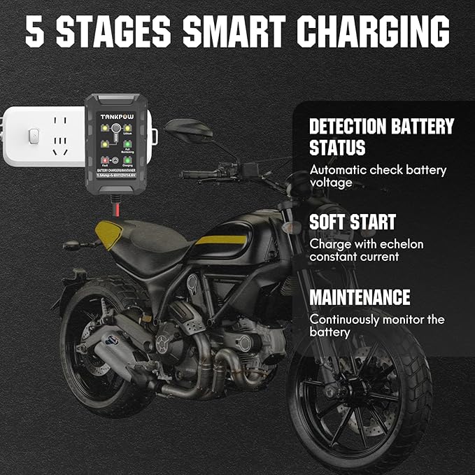 1.5-Amp Smart Car Battery Charger,6V and 12V Automotive Battery Charger Battery Maintainer,Trickle Charger,Float Charger for Cars,Motorcycle,ATV,AGM,Gel,Lithium and Deep Cycle Batteries