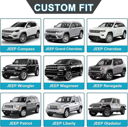 GIANT PANDA Front Car Seat Cover for Jeep, 3D Air Mesh Car Seat Covers Custom Fit Jeep Grand Cherokee Wrangler Compass Gladiator Wagoneer (Black) 2-Pack