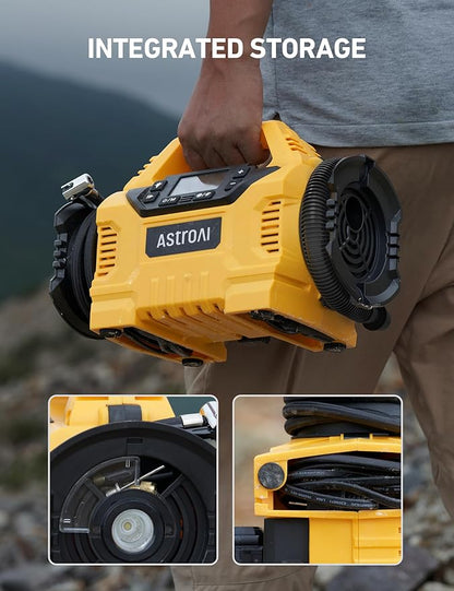 AstroAI Cordless Tire Inflator Portable Air Compressor for Car 160PSI with HD Screen, 3 Power Sources & Dual Powerful Motors, Heavy Duty Air Pump Inflation/Deflation father day gifts