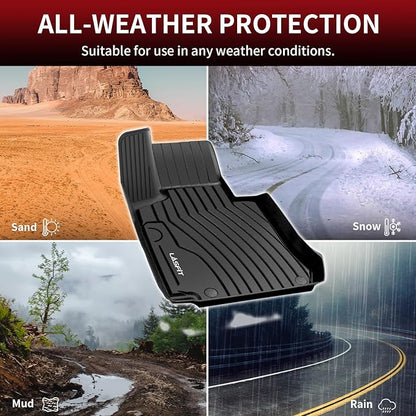 LASFIT Floor Mats & Cargo Mat for Mercedes Benz GLC 2016-2022 GLC300 / GLC350e / GLC43 AMG / GLC63 AMG / GLC63 AMG S (Not Fit Coupe), Fit All Weather TPE Floor Liners, 1st & 2nd Row and Trunk Mat