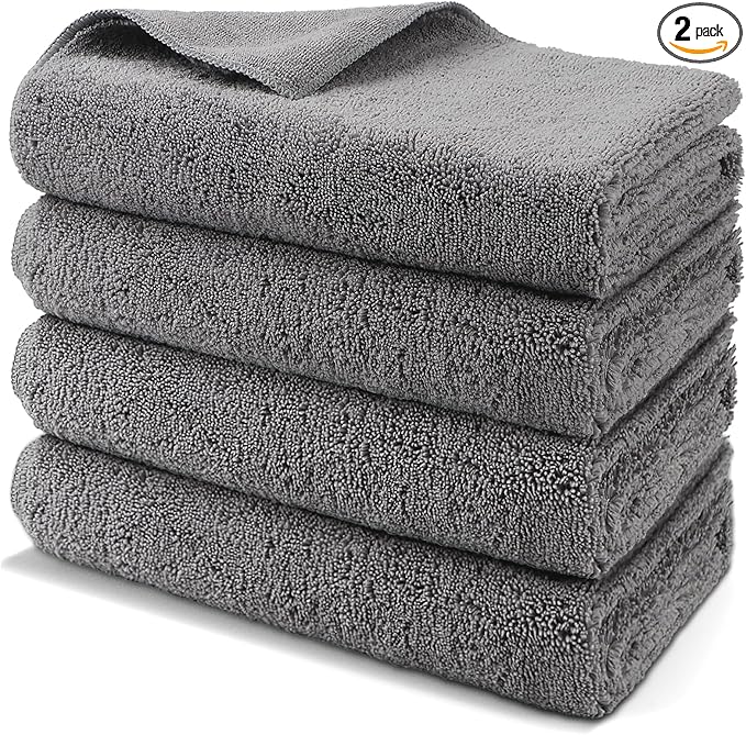 HOMEXCEL Professional Large Microfiber Car Drying Towels 2 Pack, Lint Free, Scratch Free, Highly Absorbent Drying Towel for Cars, SUVs, RVs, Trucks, and Boats,31" x 24",Grey