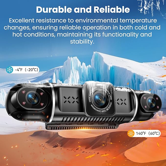 Dash Cam 4 Channel 360° Coverage - Front 4K + Triple 1080P HD Car Camera Built-in WiFi Car Camera with App, G-Sensor/Night Vision/Parking Mode/Loop Recording Free 64GB SD Card