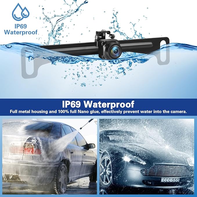 Kairiyard Backup Camera for Car, License Plate Back up Camera 170° Wide View Angel Vehicle Universal Reverse Rear View Camera Systems Waterproof for Cars Trucks Pickup SUVs RVs