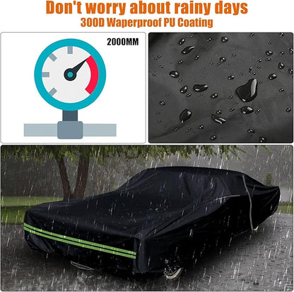 Waterproof Car Cover Compatible with Chevrolet El Camino 1964-1967 & 1978-1987 300D All Weather Classic Car Covers with Zipper Door Reflective Strips Lock for Snow Rain Dust