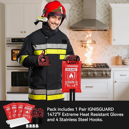 Emergency Fire Blanket for Home and Kitchen, 4-Pack 40"x40", Fiberglass Fire Blankets Emergency for Home BBQ Grill Camping Car Office Warehouse Picnic Fireplace Fireproof Survival Safety