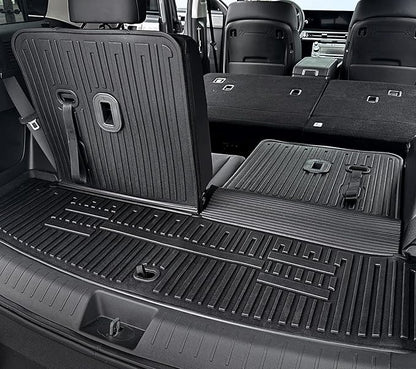 Floor Mats for 2024 2025 2026 Hyundai Santa Fe 6-Seat/7-Seat (Fit Hybrid and Fuel), All Weather TPE Floor Mat and 2-in-1 Cargo Mat with Backrest Mat for Santa Fe Accessories
