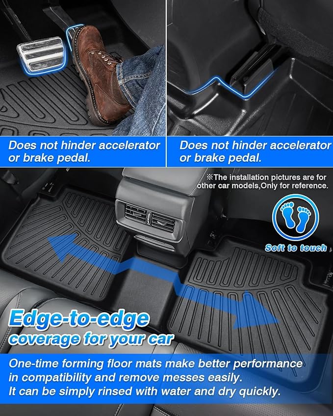 Cartist Floor Mats Fit for 2014-2018 Chevy Silverado & GMC Sierra 1500 Crew Cab;2015-2019 Silverado/Sierra 2500HD/3500 HD Crew Cab, All Weather TPE Custom Fit Silverado Floor Mats 1st & 2nd Row