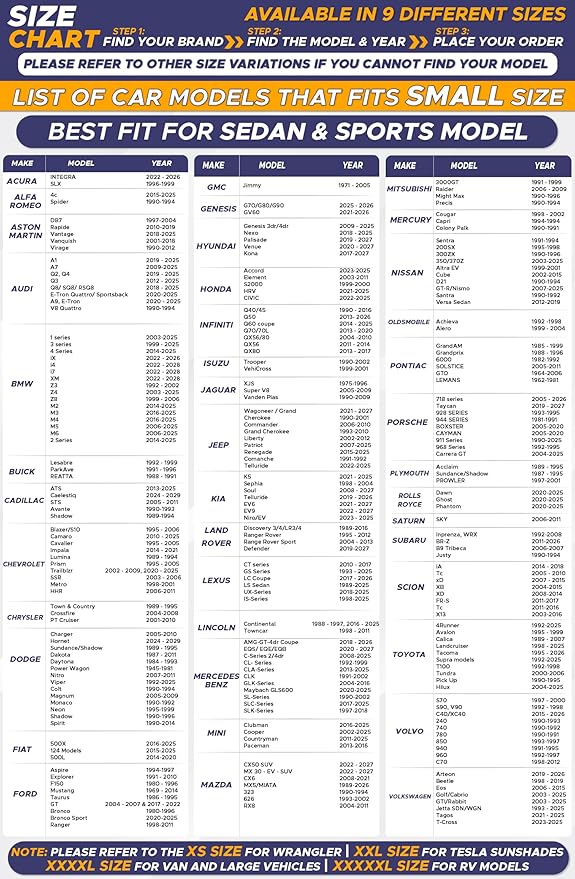 EcoNour Car Windshield Sun Shade | 2025 Upgraded Innovative No-Light-Pass Technology for Maximum Coverage | Foldable Sun Shade Keeps Your Vehicle Cool | Must-Have Car Accessories | Small (59" x 29")