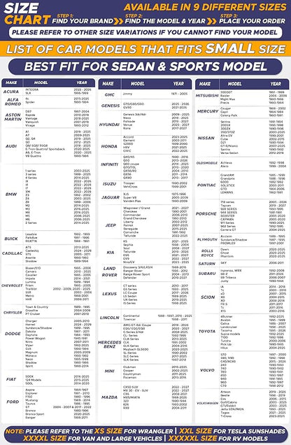 EcoNour Car Windshield Sun Shade | 2025 Upgraded Innovative No-Light-Pass Technology for Maximum Coverage | Foldable Sun Shade Keeps Your Vehicle Cool | Must-Have Car Accessories | Small (59" x 29")