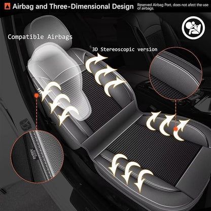 Seat Covers Fit for Toyota Camry: 2012-2025 Car Seat Covers Full Set 5 Seats Leather Ice Silk Breathable Waterproof Automotive Seat Cushion Protector (Black & Gray)
