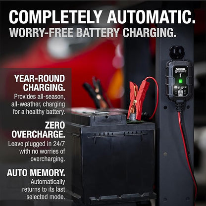 NOCO GENIUS1: 1A 6V/12V Smart Battery Charger – Automatic Maintainer, Trickle Charger & Desulfator with Overcharge Protection & Temperature Compensation – For Lead-Acid & Lithium Batteries