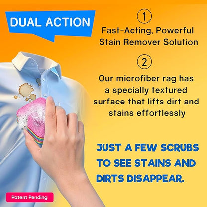 Magical Fiber Stain Remover- Use as Spot Remover- No Dry Cleaning Food, Grease, Coffee Off Laundry, Tea, Fabric, Pet Stains, Stain Remover Sponge Clothes, Carpet, Sofa, Mattress & Upholstery (2 Pack)