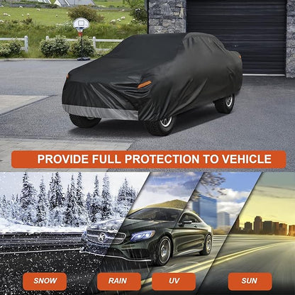 Kayme 7 Layers Truck Cover Waterproof All Weather, Universal Fit Chevy Silverado, GMC Sierra, Ford F150/F 150 Heavy Duty Outdoor Pickup Cover Snow Uv Sun Protection, (Length Up to 250 inch) XXL/Black.