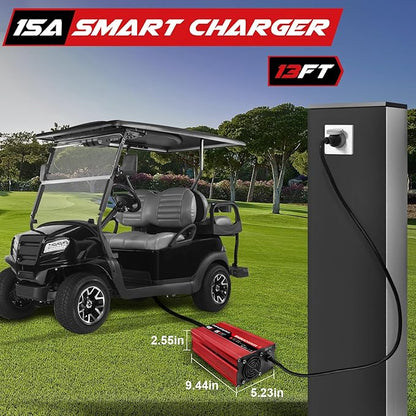 Magula 48 Volt 15 Amp Golf Cart Battery Charger for EZGO RXV&TXT 3-pin Triangular Plug,Trickle Charge,4-6 Hour Full Charge,Only 5.5Lbs,Replace EZGO Charger 48 Volt