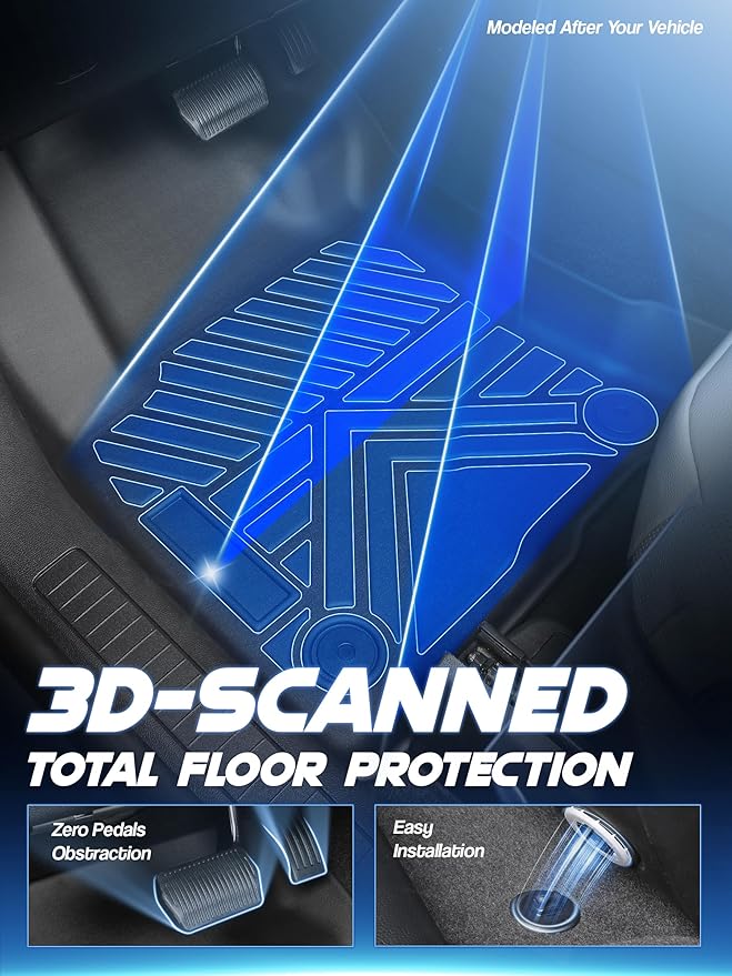Car Floor Mats for Ford Escape 2020-2024 2025 (Not for Hybrid) Accessories,TPE All Weather Protection Floor Mats,Custom Fit 1st&2nd Row Car Floor Liners Set,Heavy Duty Accessories,Black