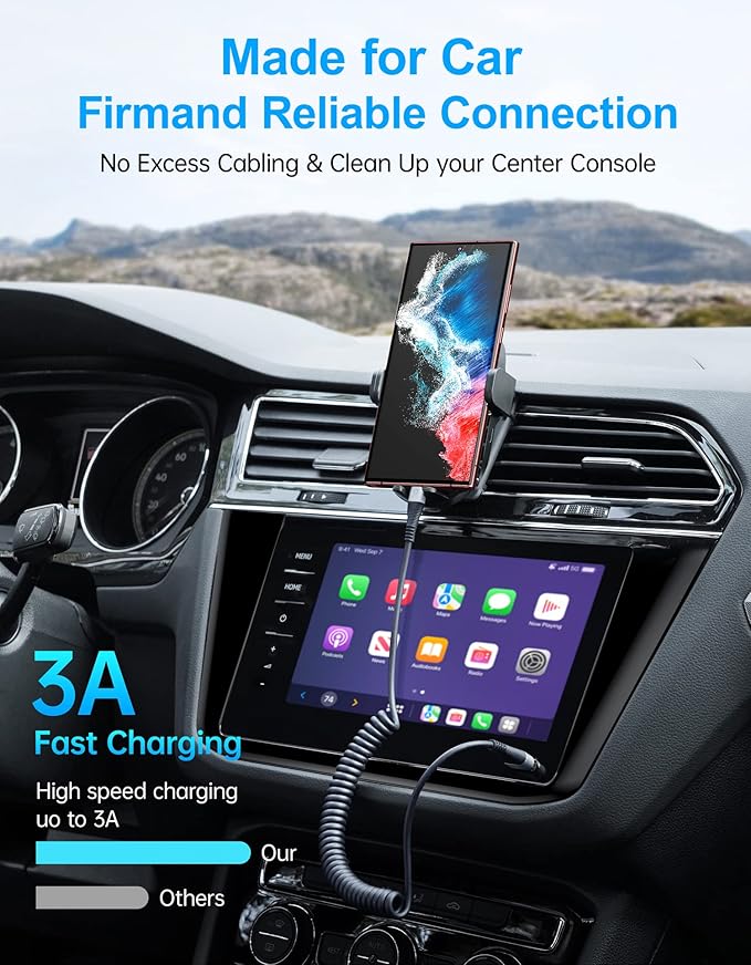 USB Type C Coiled Cable Fast Charging (3FT/5FT), 2Pack Android Auto Charging Cord for Car, Short USB A to USB C Charge Cable Compatible with iPhone 16/15/Pro Max/Samsung Galaxy S20 Note 10 and More