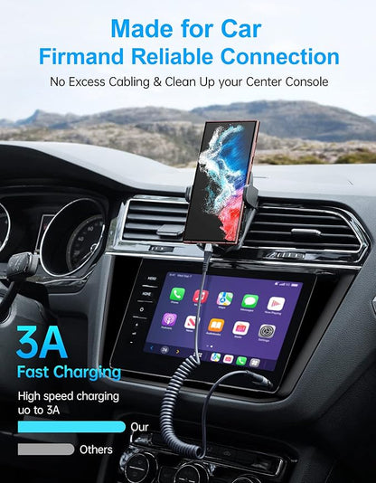 USB Type C Coiled Cable Fast Charging (3FT/5FT), 2Pack Android Auto Charging Cord for Car, Short USB A to USB C Charge Cable Compatible with iPhone 16/15/Pro Max/Samsung Galaxy S20 Note 10 and More