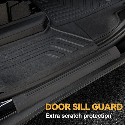 Floor Mats Set for 2021-2025 Chevrolet Chevy Tahoe/GMC Yukon 7 Seats Accessories, Full Coverage All Weather Floor Mats Cargo Mat with 3rd Row Backrest Protectors & Door Sill Guards