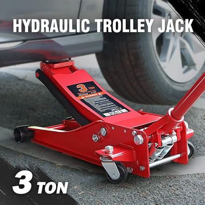 DNA MOTORING TOOLS-00235 Low Profile Hydraulic Trolley Service/Floor Jack, 3 Ton (6000 lbs) Capacity, Lifting Range 3"-20"