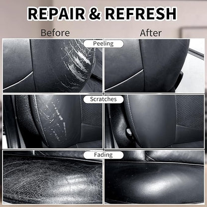 8.5oz Leather Recoloring Balm with 100ml Mink Oil,Black Leather Repair kit for Furniture and Car Interior,Leather Couch Scratch Repair,Leather Dye Paint,Mink Oil for Leather