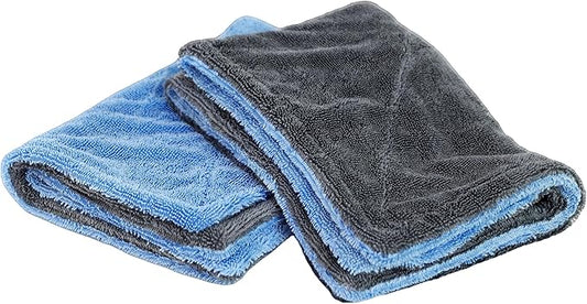 LIVOS 2 Pack Car Drying Towel, Premium Microfiber Towels for Cars, 1000GSM, Edgeless Twisted Loop Design, No Streaks, Scratches, or Water Spot, Absorbent Wash Towel, 18" x 24" (Blue&Grey)