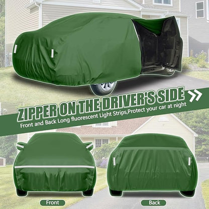 BOSSTONE Car Cover Custom Fit for Corvette C4 1984–1996, Waterproof All Weather for Automobiles Full Exterior Cover Rain Sun Snow Protector with Door Zipper (Green)
