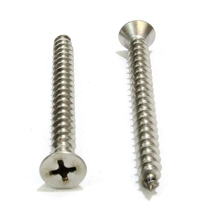 Bolt Dropper #10 X 2'' Stainless Steel Flat Head Phillips Wood Screw, (100 pc), 18-8 (304) Stainless Steel Sheet Metal Screws - Type A Point, Plain Finish
