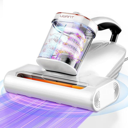 uwant Bed Cleaner with 16Kpa Suction Metal Roller 253.7nm Uv-c Light Mattress Vacuum Cleaner 36000RPM/Min 149℉ Heating HEPA Filter&Ultrasonic Mattress Vacuum for Sofa, Pillow, Bed Throws, Vanilla