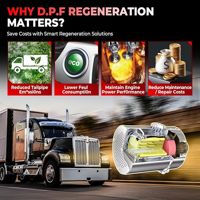 LAUNCH CRP129 HD Heavy Duty Truck Scanner, Full System Diesel Scanner with 7+ Resets, D.P.F Regen, Speed Limit Adjust, Oil Reset for Commercial Vehicles, Cummins, Detroit, Isuzu, Volvo&More