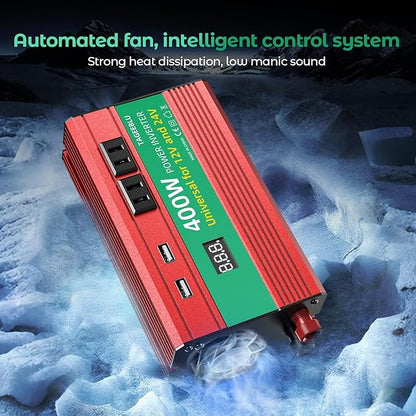 400W Power Inverter, DC 12V/24V to 110V AC Car Inverter for Truck, Home, Vehicles, Laptop, Trip